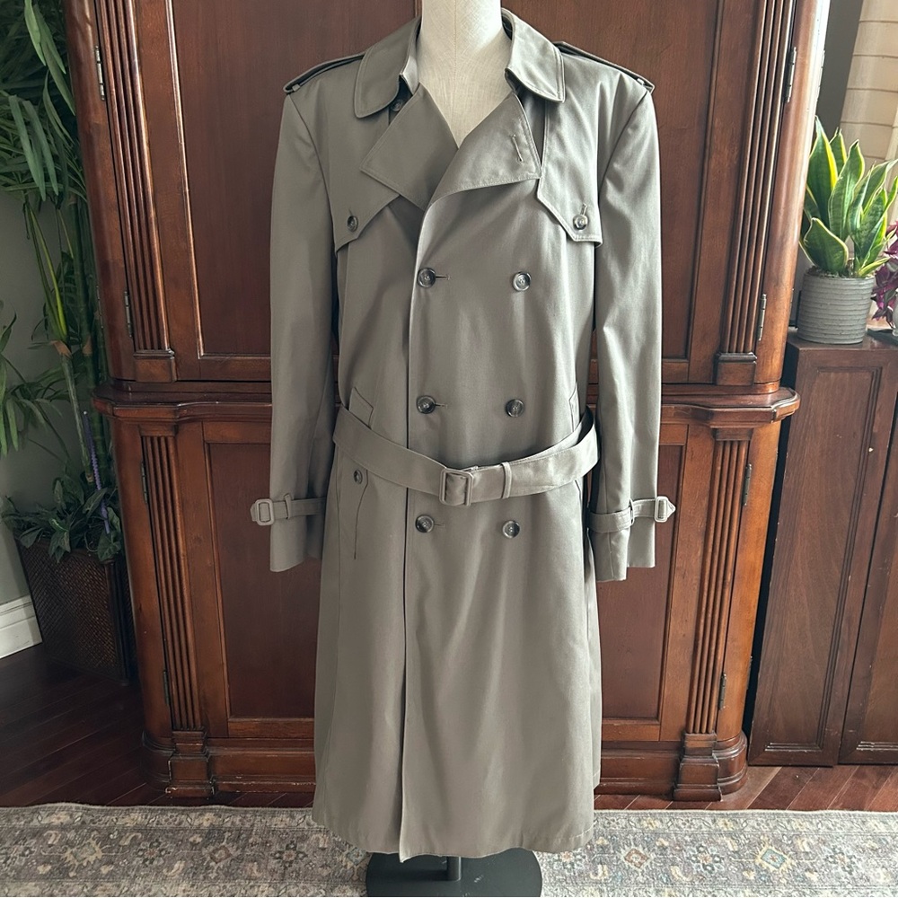 London Towne Mens Double Breasted Trench Coat w/ Zip-Out Liner and Belt 42 Long